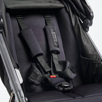 Close up of the Roam Stroller seat and straps